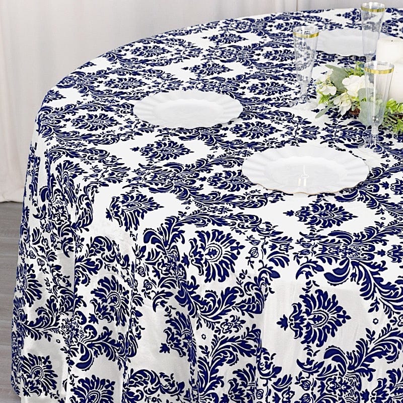 120" Velvet Damask Flocking Taffeta Round Tablecloth