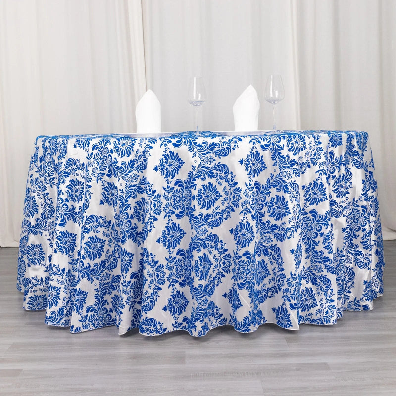 120" Velvet Damask Flocking Taffeta Round Tablecloth