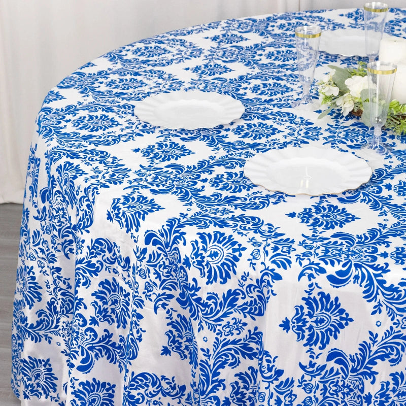 120" Velvet Damask Flocking Taffeta Round Tablecloth