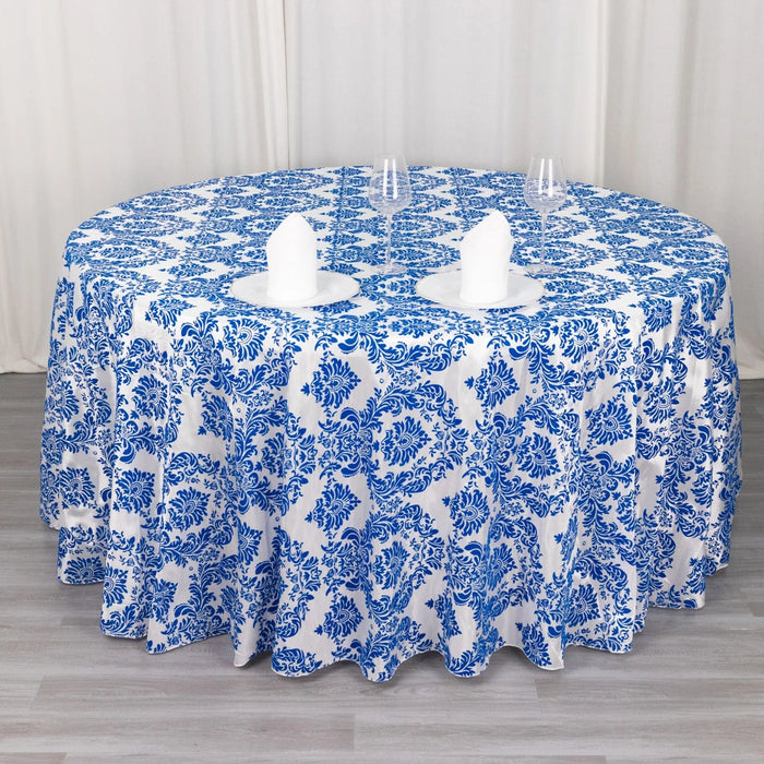 120" Velvet Damask Flocking Taffeta Round Tablecloth