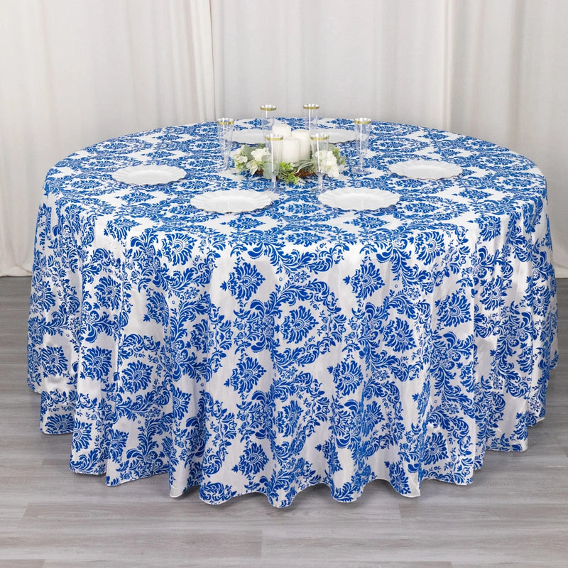 120" Velvet Damask Flocking Taffeta Round Tablecloth