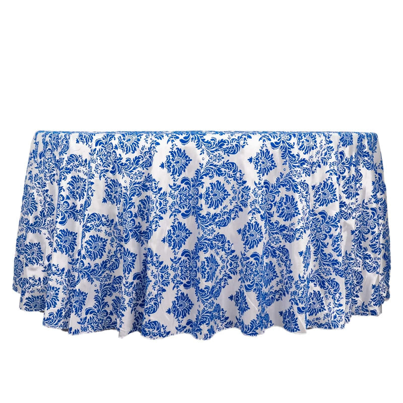 120" Velvet Damask Flocking Taffeta Round Tablecloth TAB_FLK120_ROY