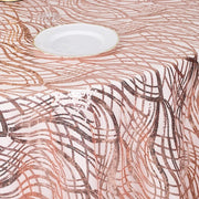 120" Wave Mesh Round Tablecloth with Embroidered Sequins