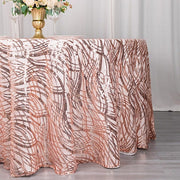 120" Wave Mesh Round Tablecloth with Embroidered Sequins