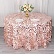 120" Wave Mesh Round Tablecloth with Embroidered Sequins