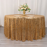 120" Wave Mesh Round Tablecloth with Embroidered Sequins