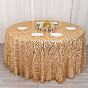 120" Wave Mesh Round Tablecloth with Embroidered Sequins