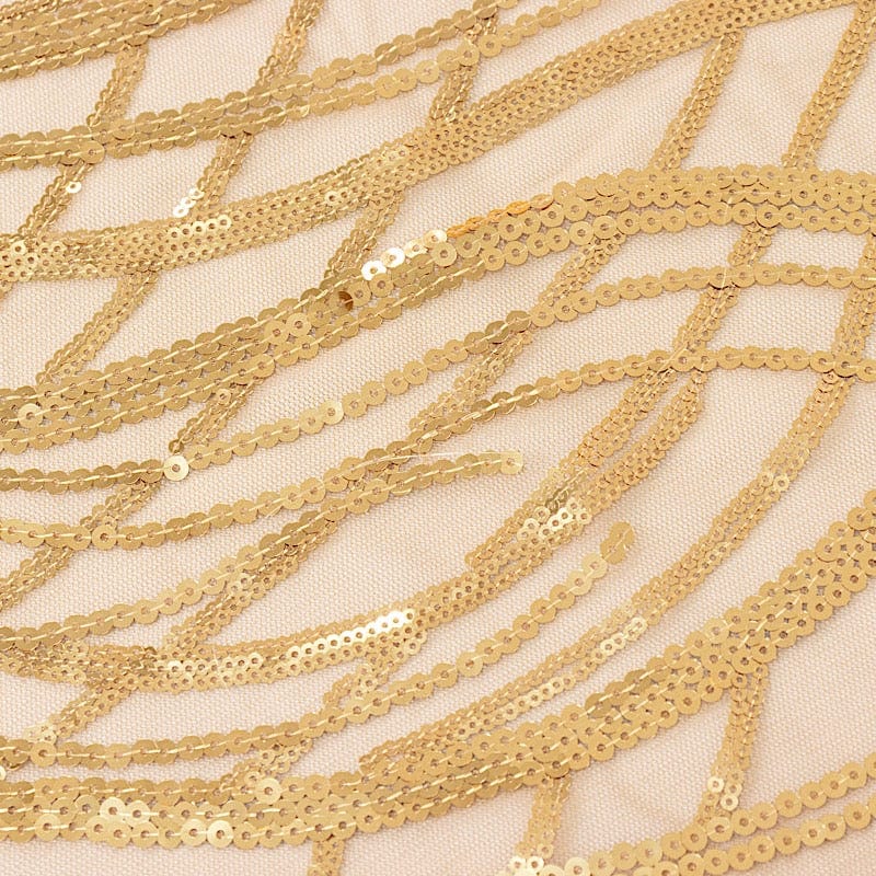 120" Wave Mesh Round Tablecloth with Embroidered Sequins