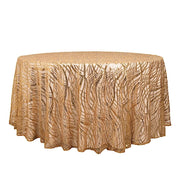 120" Wave Mesh Round Tablecloth with Embroidered Sequins TAB_02_WAVE_120_GOLD