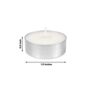 125 Tealight Unscented Candles with Metal Cups - White CAND_TL003_WHT