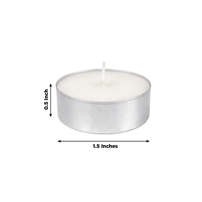 125 Tealight Unscented Candles with Metal Cups - White CAND_TL003_WHT