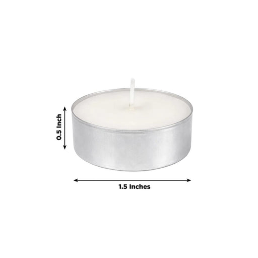 125 Tealight Unscented Candles with Metal Cups - White CAND_TL003_WHT