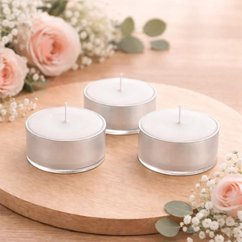 125 Tealight Unscented Candles with Metal Cups - White CAND_TL003_WHT