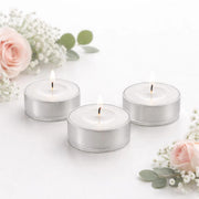 125 Tealight Unscented Candles with Metal Cups - White CAND_TL003_WHT