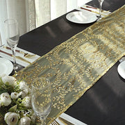 12x108" Leaf Vine Embroidered Sequin Table Runner