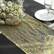 12x108" Leaf Vine Embroidered Sequin Table Runner