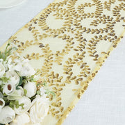 12x108" Leaf Vine Embroidered Sequin Table Runner
