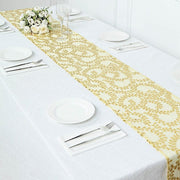 12x108" Leaf Vine Embroidered Sequin Table Runner