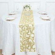 12x108" Leaf Vine Embroidered Sequin Table Runner