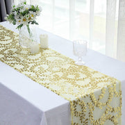 12x108" Leaf Vine Embroidered Sequin Table Runner