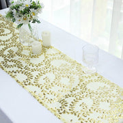 12x108" Leaf Vine Embroidered Sequin Table Runner