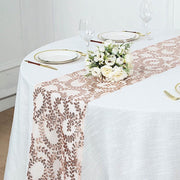 12x108" Leaf Vine Embroidered Sequin Table Runner