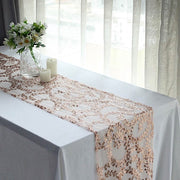 12x108" Leaf Vine Embroidered Sequin Table Runner