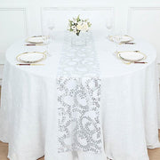 12x108" Leaf Vine Embroidered Sequin Table Runner