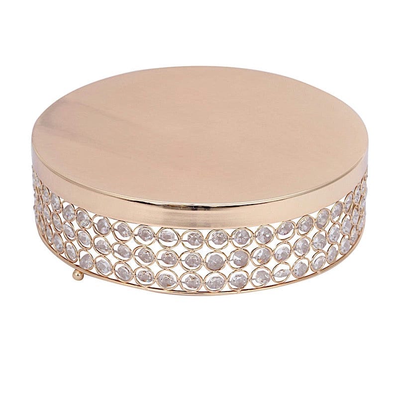 13.5" wide Metal Wedding Cake Stand with Crystal Beads