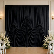 13 ft x 20 ft Pre-Sewn Spandex Backdrop Curtain with 3 Adjustable Ribbon Ties