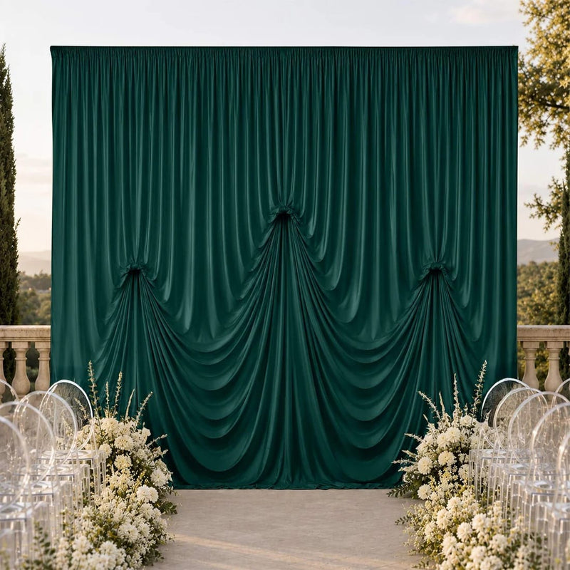 13 ft x 20 ft Pre-Sewn Spandex Backdrop Curtain with 3 Adjustable Ribbon Ties