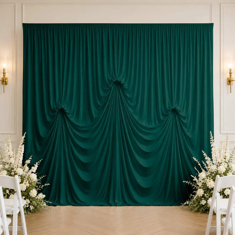 13 ft x 20 ft Pre-Sewn Spandex Backdrop Curtain with 3 Adjustable Ribbon Ties