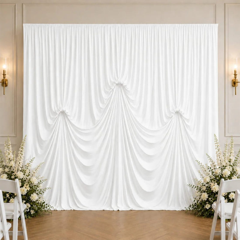 13 ft x 20 ft Pre-Sewn Spandex Backdrop Curtain with 3 Adjustable Ribbon Ties