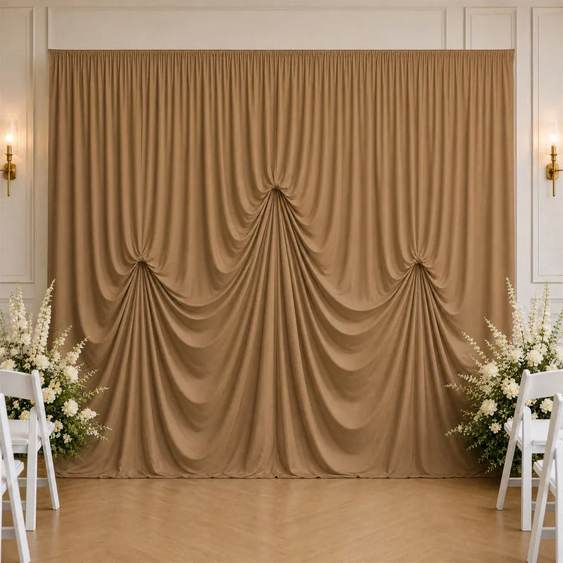 13 ft x 20 ft Pre-Sewn Spandex Backdrop Curtain with 3 Adjustable Ribbon Ties
