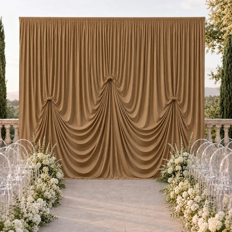 13 ft x 20 ft Pre-Sewn Spandex Backdrop Curtain with 3 Adjustable Ribbon Ties