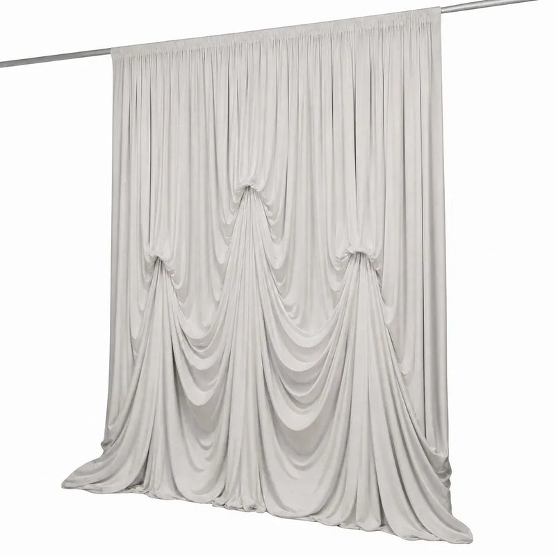 13 ft x 20 ft Pre-Sewn Spandex Backdrop Curtain with 3 Adjustable Ribbon Ties