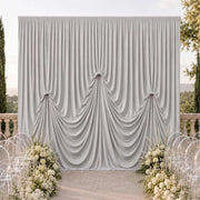 13 ft x 20 ft Pre-Sewn Spandex Backdrop Curtain with 3 Adjustable Ribbon Ties