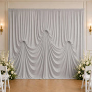13 ft x 20 ft Pre-Sewn Spandex Backdrop Curtain with 3 Adjustable Ribbon Ties