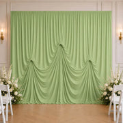 13 ft x 20 ft Pre-Sewn Spandex Backdrop Curtain with 3 Adjustable Ribbon Ties
