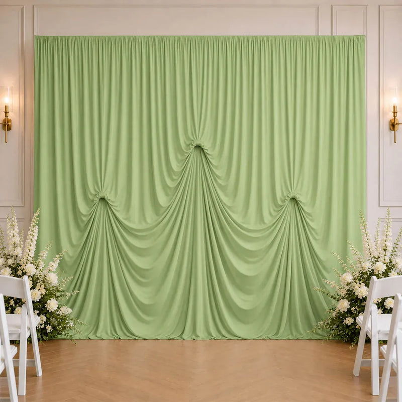 13 ft x 20 ft Pre-Sewn Spandex Backdrop Curtain with 3 Adjustable Ribbon Ties