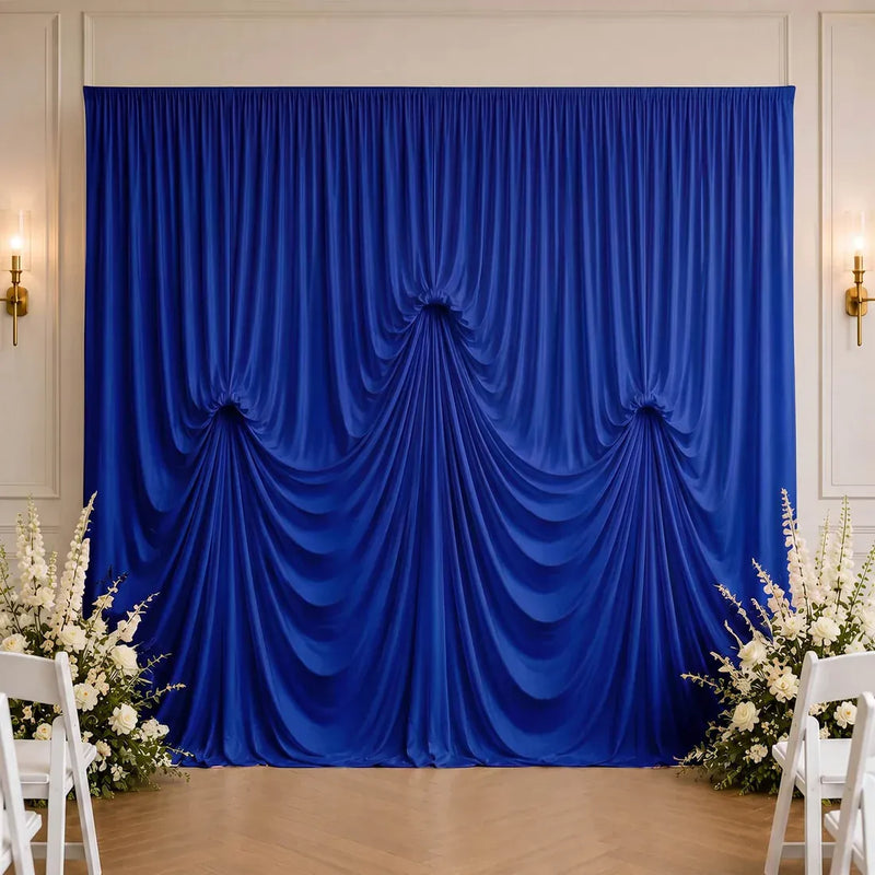 13 ft x 20 ft Pre-Sewn Spandex Backdrop Curtain with 3 Adjustable Ribbon Ties