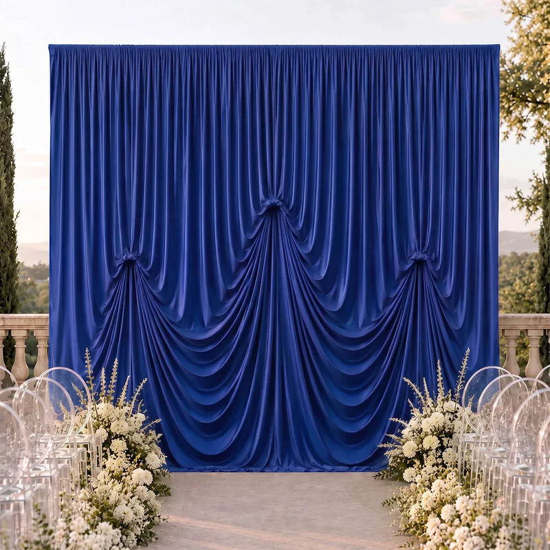 13 ft x 20 ft Pre-Sewn Spandex Backdrop Curtain with 3 Adjustable Ribbon Ties