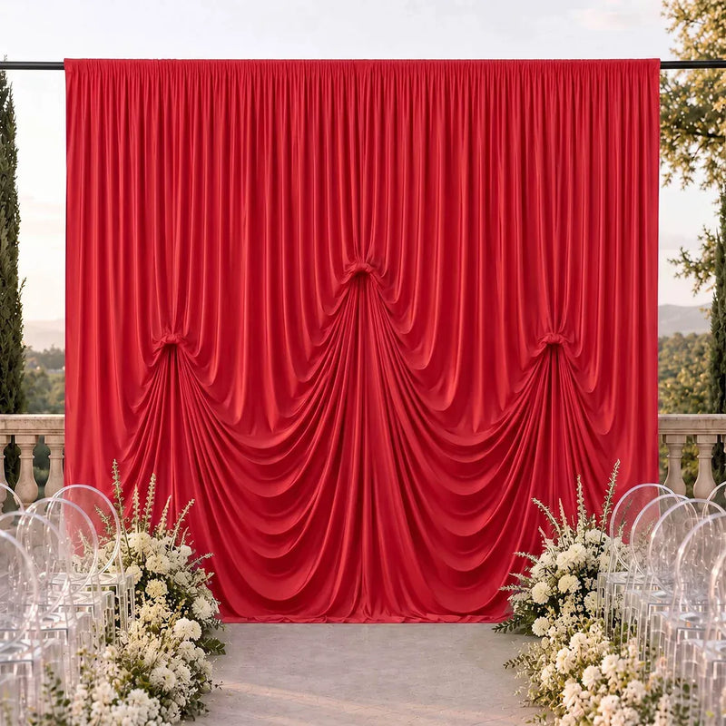 13 ft x 20 ft Pre-Sewn Spandex Backdrop Curtain with 3 Adjustable Ribbon Ties