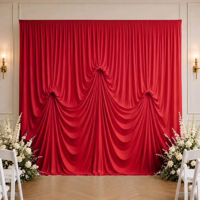 13 ft x 20 ft Pre-Sewn Spandex Backdrop Curtain with 3 Adjustable Ribbon Ties
