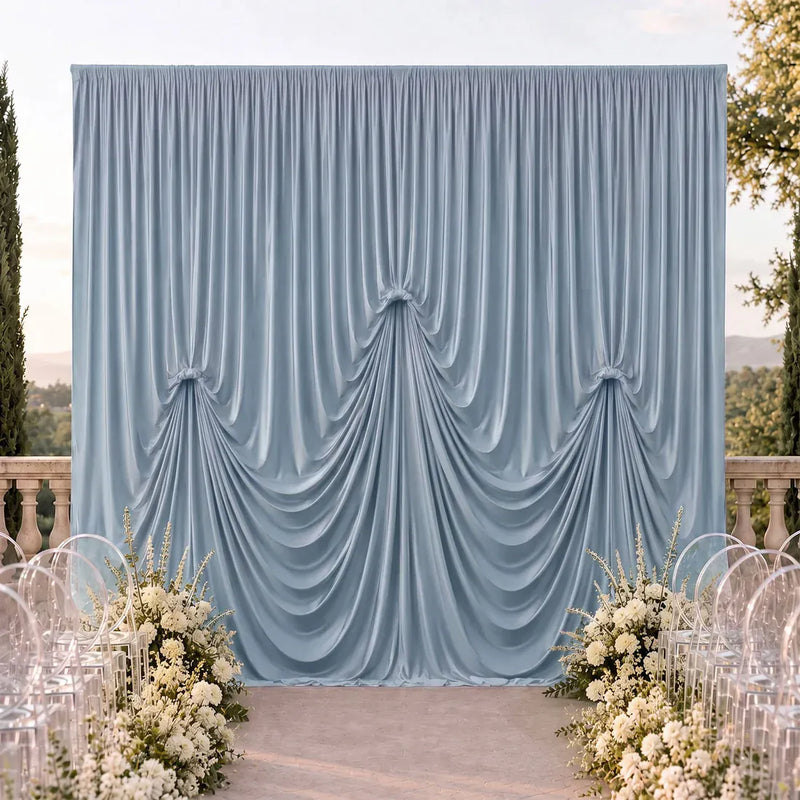 13 ft x 20 ft Pre-Sewn Spandex Backdrop Curtain with 3 Adjustable Ribbon Ties