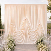 13 ft x 20 ft Pre-Sewn Spandex Backdrop Curtain with 3 Adjustable Ribbon Ties