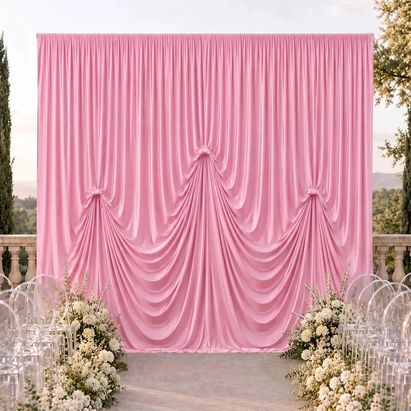 13 ft x 20 ft Pre-Sewn Spandex Backdrop Curtain with 3 Adjustable Ribbon Ties