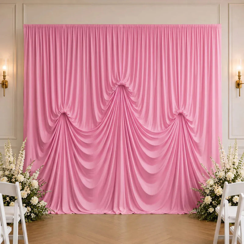 13 ft x 20 ft Pre-Sewn Spandex Backdrop Curtain with 3 Adjustable Ribbon Ties