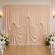 13 ft x 20 ft Pre-Sewn Spandex Backdrop Curtain with 3 Adjustable Ribbon Ties