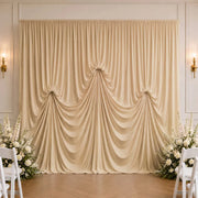 13 ft x 20 ft Pre-Sewn Spandex Backdrop Curtain with 3 Adjustable Ribbon Ties